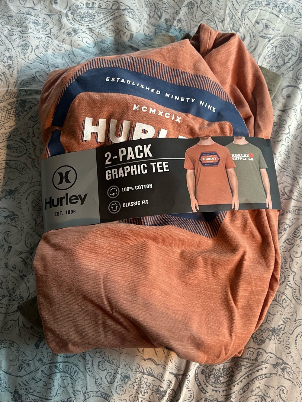 hurley two pack Graphic Tee  - Rust Orange & Olive